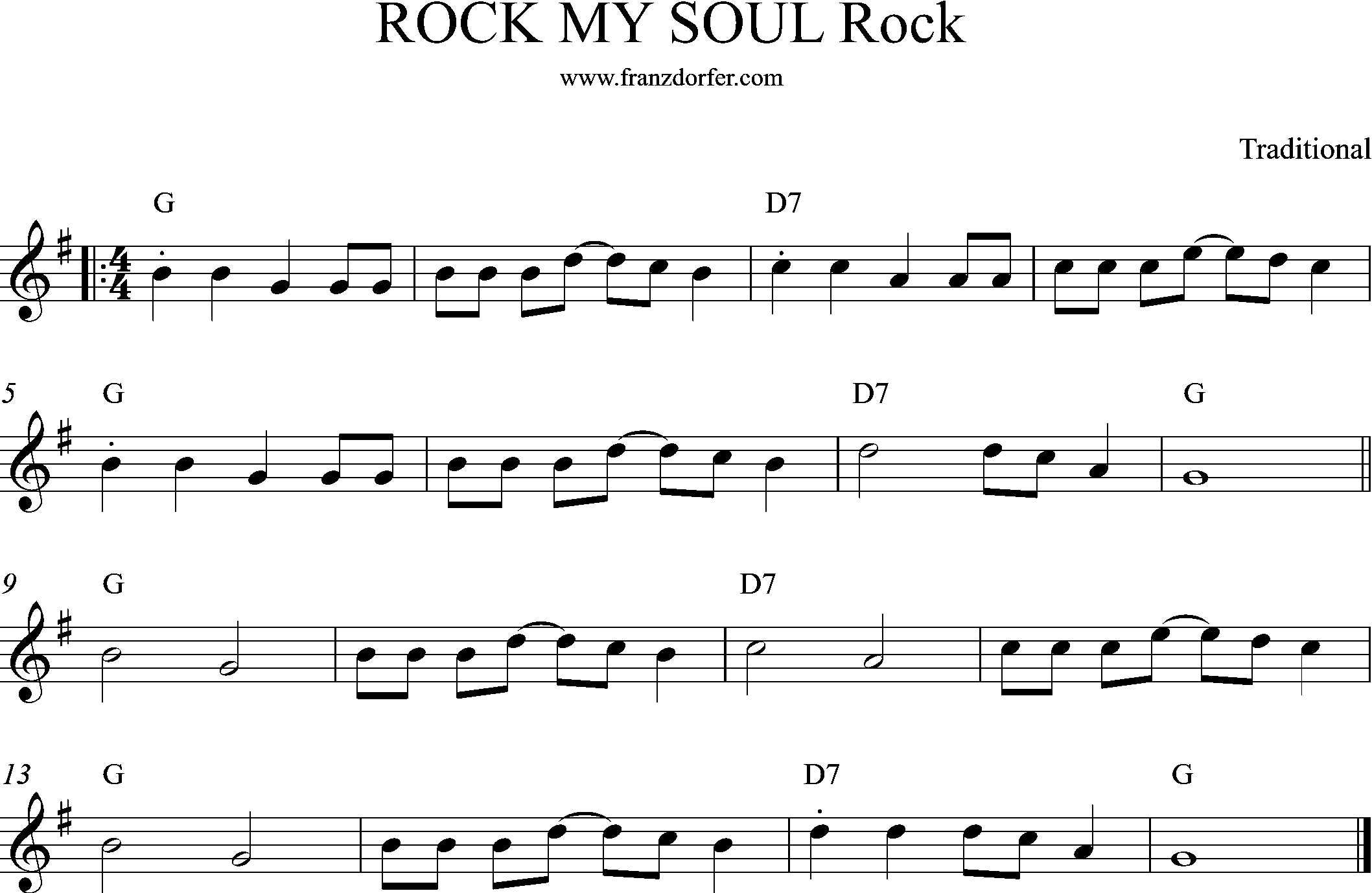 Noten Rock my Soul, G-Dur
